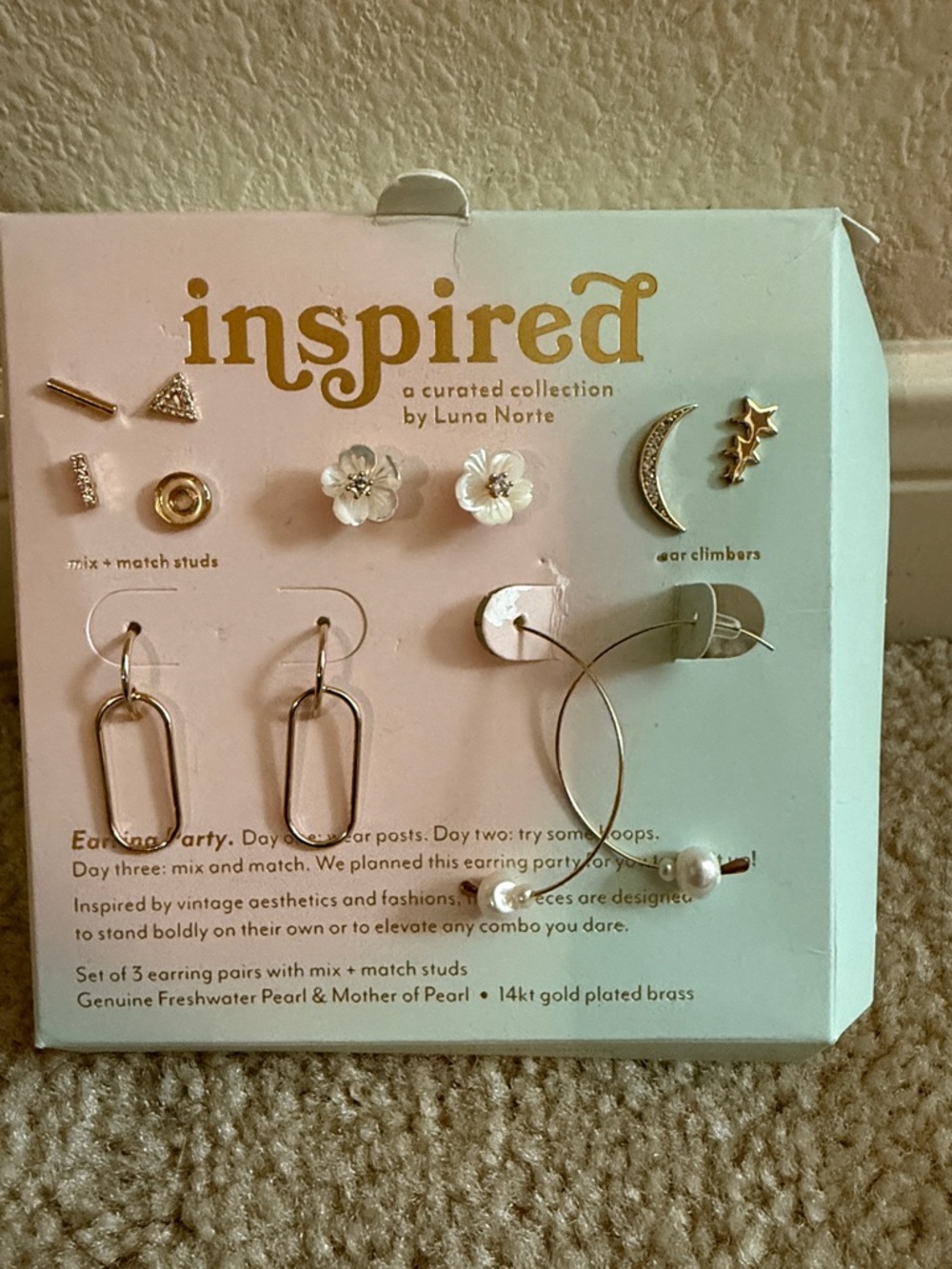 Luna Norte inspired earring collection 6 pair